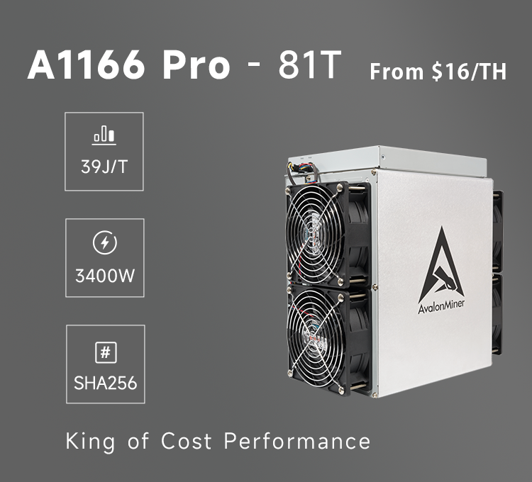 Avalon Miner A1166 Pro-81T 3400W
